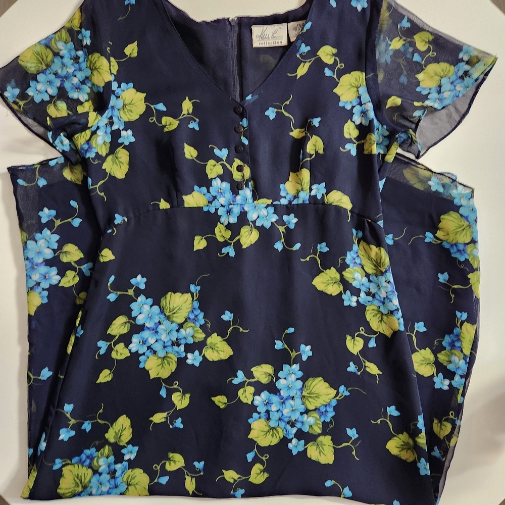 Vintage Kathie Lee Collection Blue Floral Maxi Dress Size 10